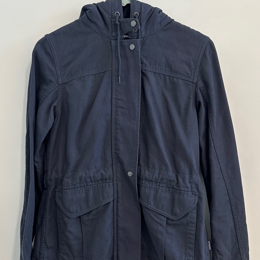 Patagonia Womens Prairie Dawn Hooded Jacket Casual Canvas Blue